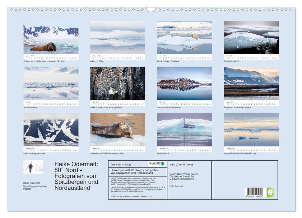 Heike Odermatt: 80° Nord - Fotografien von Spitzbergen und Nordaustland (CALVENDO Wandkalender 2025)