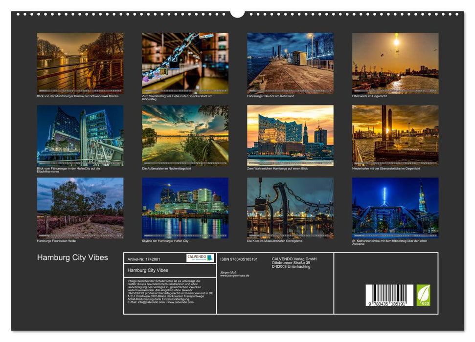 Hamburg City Vibes (CALVENDO Premium Wandkalender 2025)