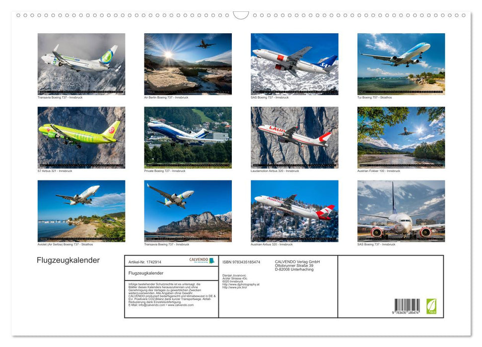 Flugzeugkalender (CALVENDO Wandkalender 2025)
