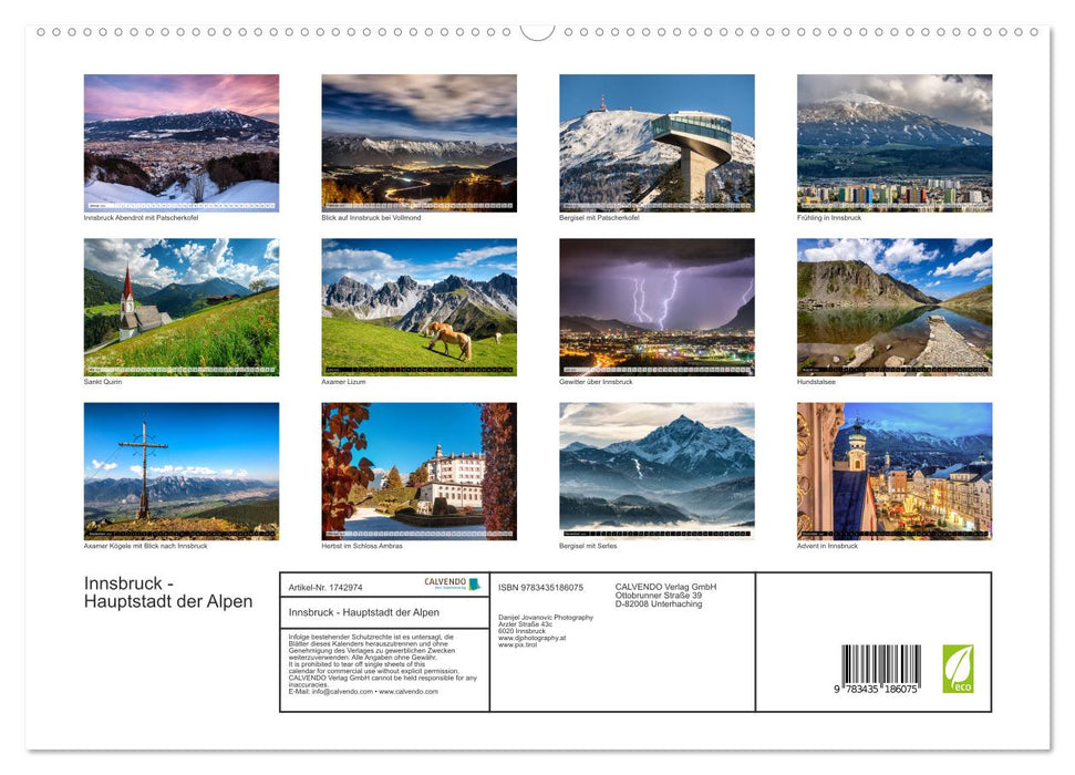 Innsbruck - Hauptstadt der Alpen (CALVENDO Premium Wandkalender 2025)