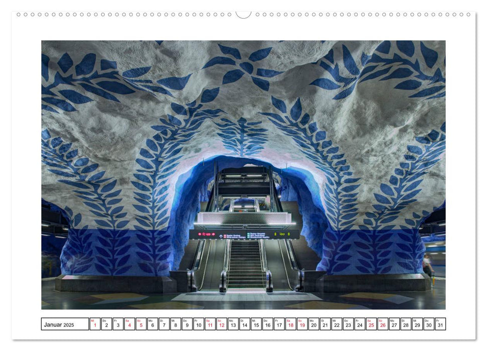 Stockholms Metrostationen - Bunte Meisterwerke im Untergrund (CALVENDO Wandkalender 2025)