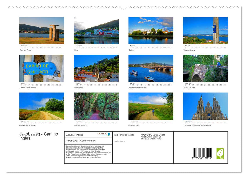 Jakobsweg - Camino Ingles (CALVENDO Premium Wandkalender 2025)