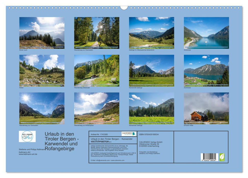 Urlaub in den Tiroler Bergen - Karwendel und Rofangebirge (CALVENDO Wandkalender 2025)