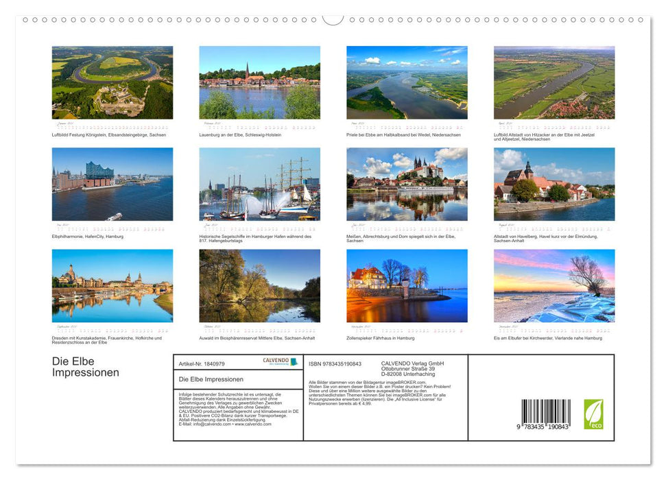 Die Elbe Impressionen (CALVENDO Premium Wandkalender 2025)