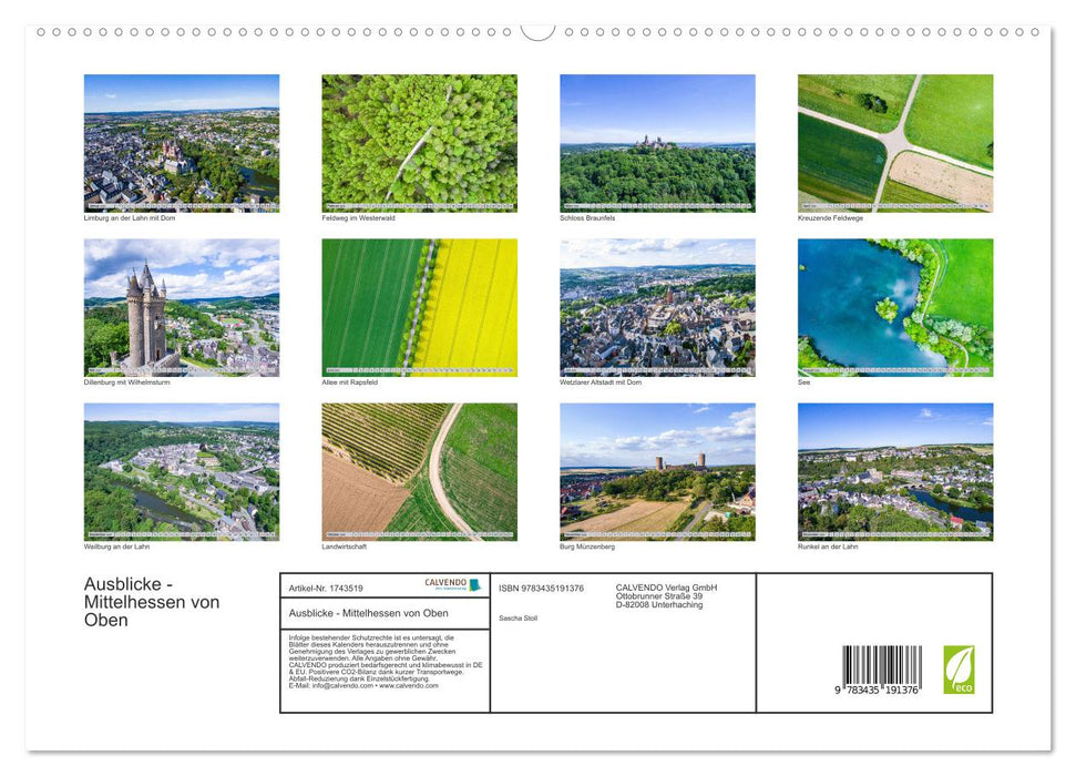 Ausblicke - Mittelhessen von Oben (CALVENDO Premium Wandkalender 2025)