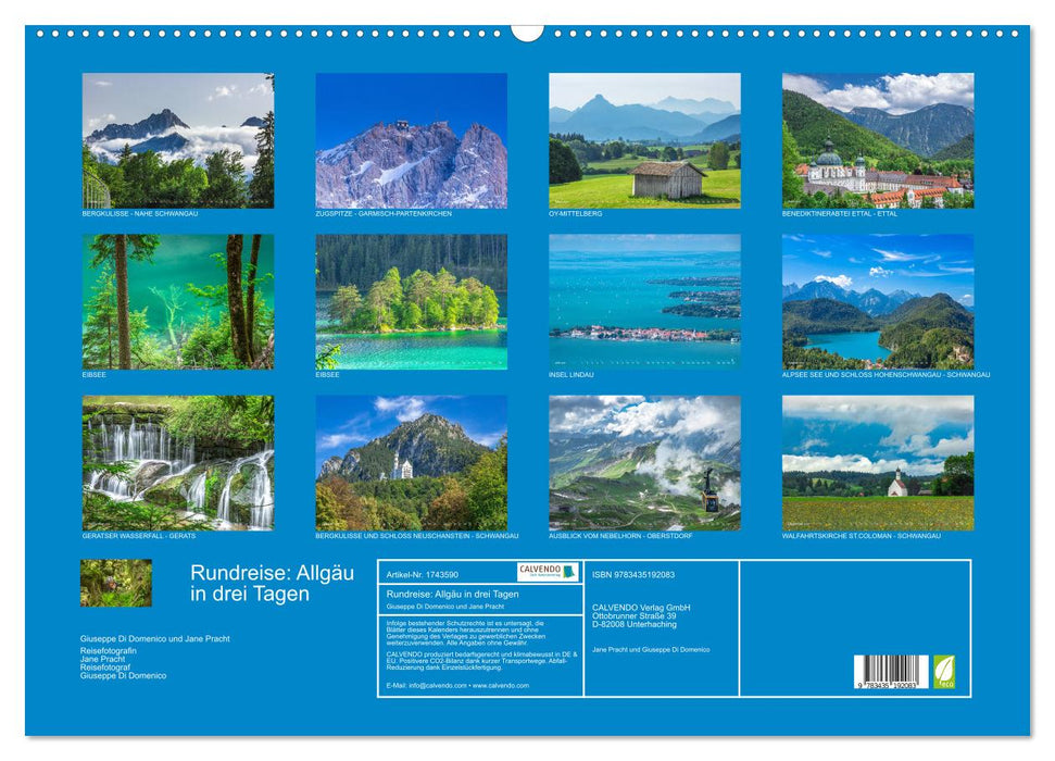 Rundreise: Allgäu in drei Tagen (CALVENDO Wandkalender 2025)