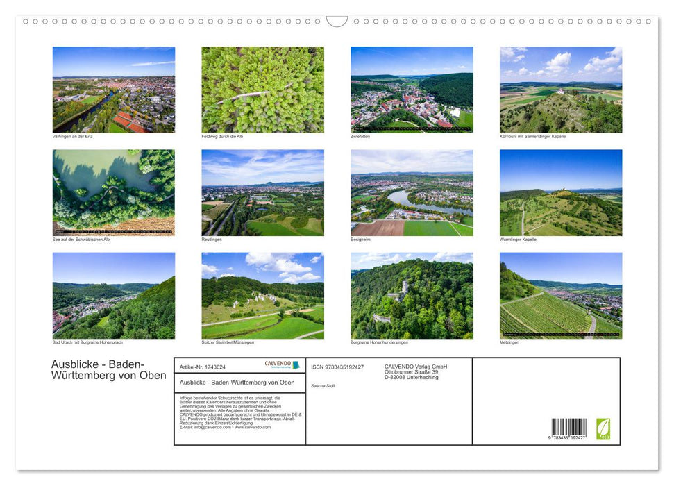 Ausblicke - Baden-Württemberg von Oben (CALVENDO Wandkalender 2025)