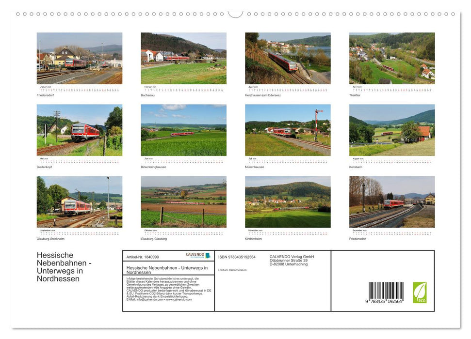 Hessische Nebenbahnen - Unterwegs in Nordhessen (CALVENDO Premium Wandkalender 2025)