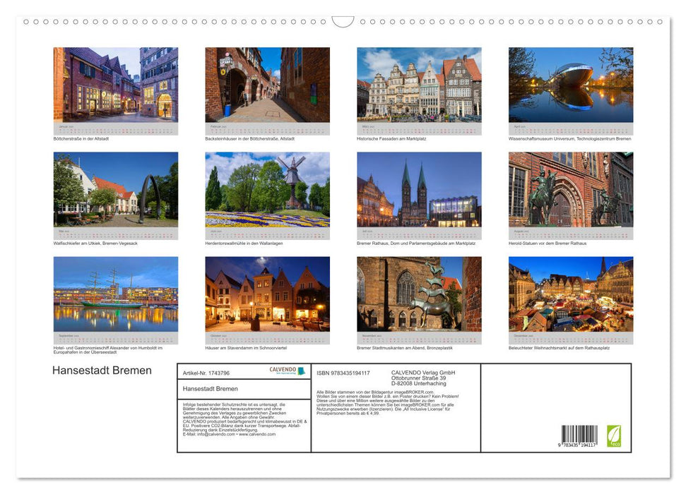 Hansestadt Bremen (CALVENDO Wandkalender 2025)