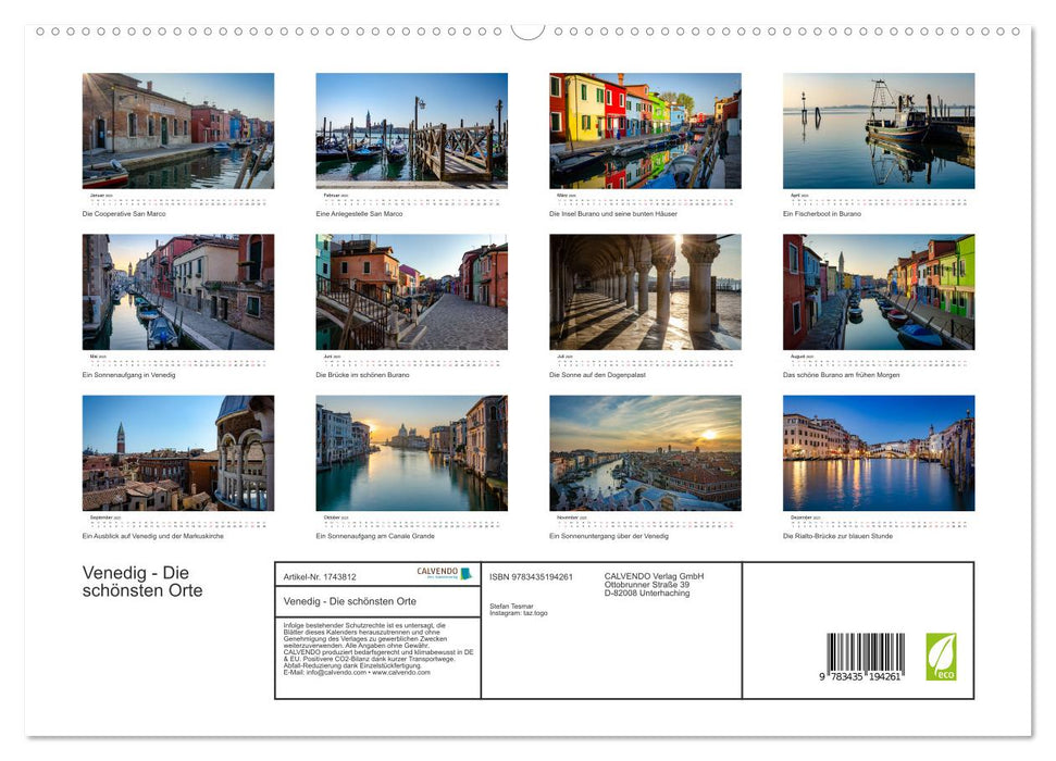 Venedig - Die schönsten Orte (CALVENDO Premium Wandkalender 2025)