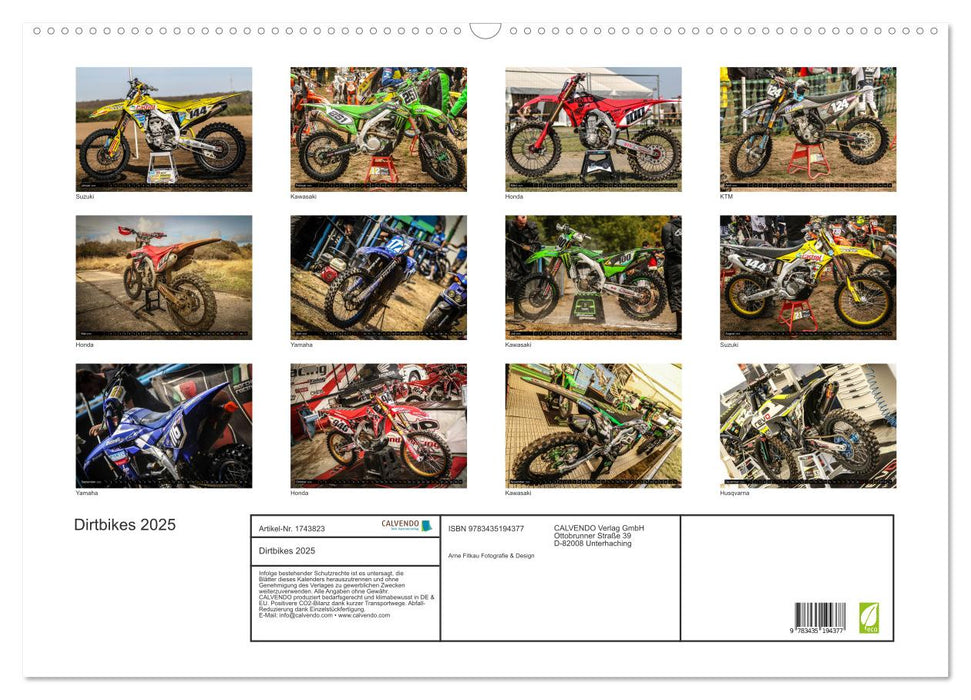 Dirtbikes 2025 (CALVENDO Wandkalender 2025)