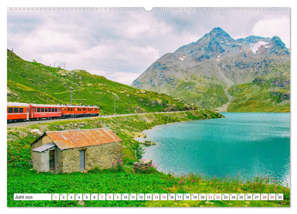 Rhätische Bahn - Fahrt durch die Bündner Alpen (CALVENDO Premium Wandkalender 2025)