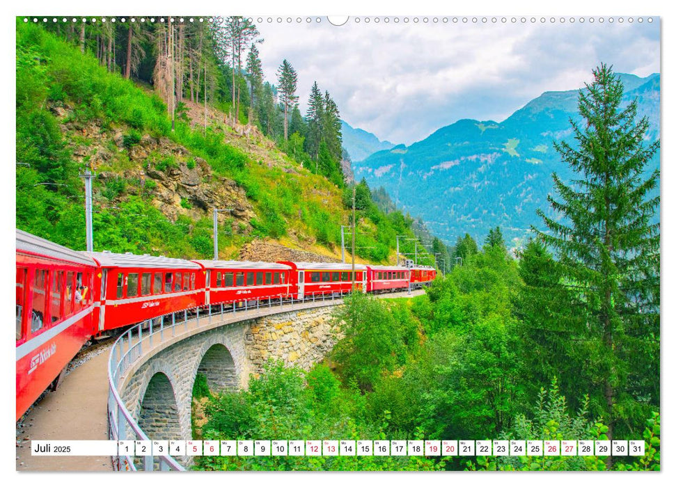 Rhätische Bahn - Fahrt durch die Bündner Alpen (CALVENDO Premium Wandkalender 2025)