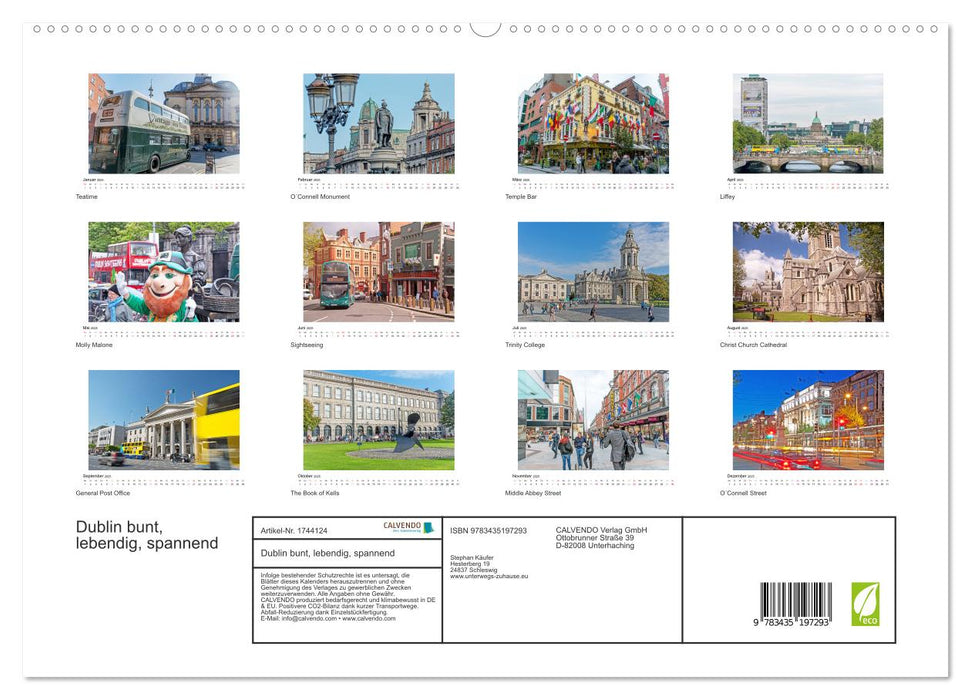 Dublin bunt, lebendig, spannend (CALVENDO Premium Wandkalender 2025)