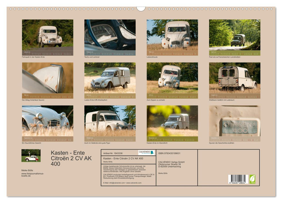 Kasten - Ente Citroën 2 CV AK 400 (CALVENDO Wandkalender 2025)