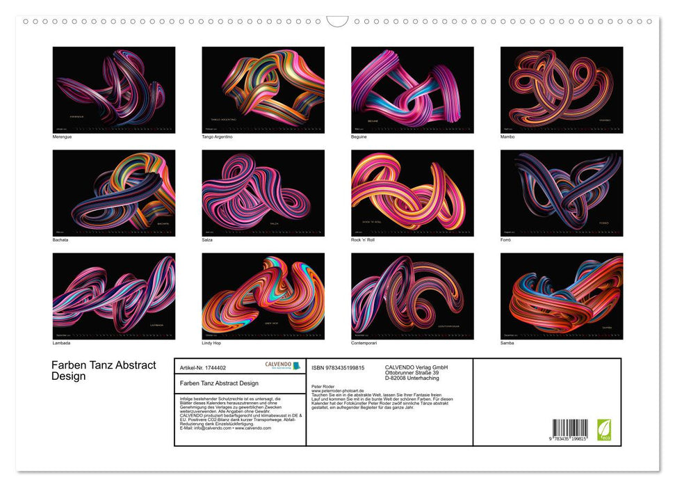 Farben Tanz Abstract Design (CALVENDO Wandkalender 2025)