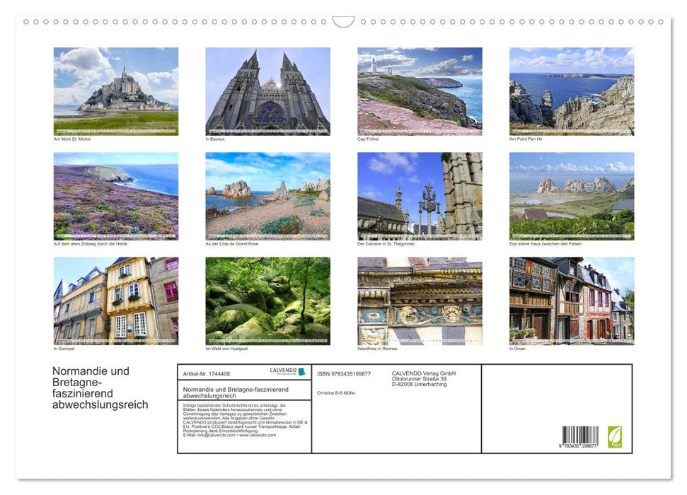 Normandie und Bretagne-faszinierend abwechslungsreich (CALVENDO Wandkalender 2025)