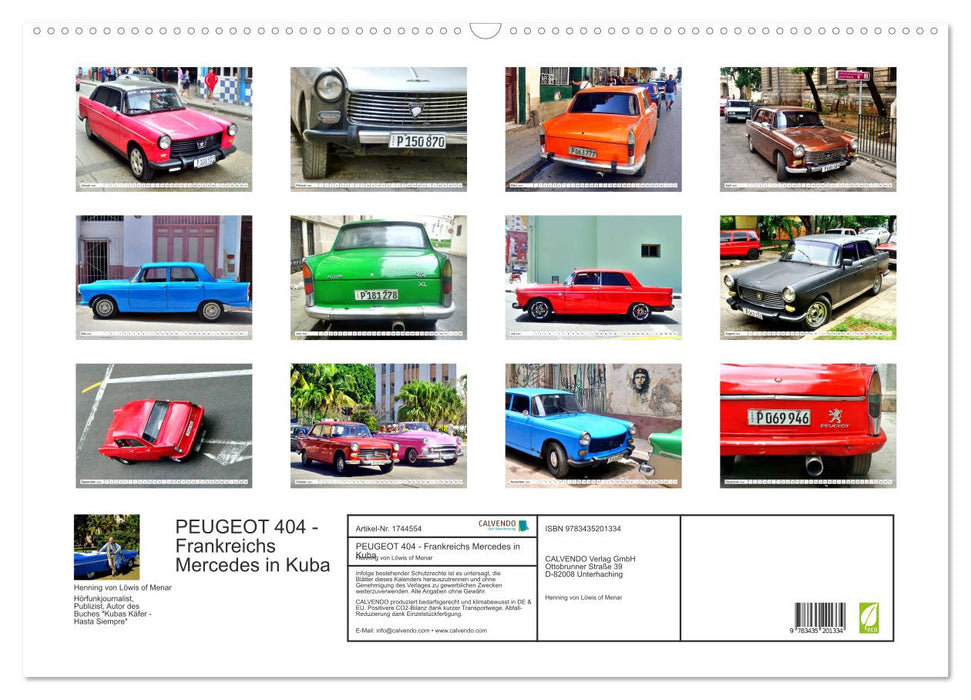 PEUGEOT 404 - Frankreichs Mercedes in Kuba (CALVENDO Wandkalender 2025)