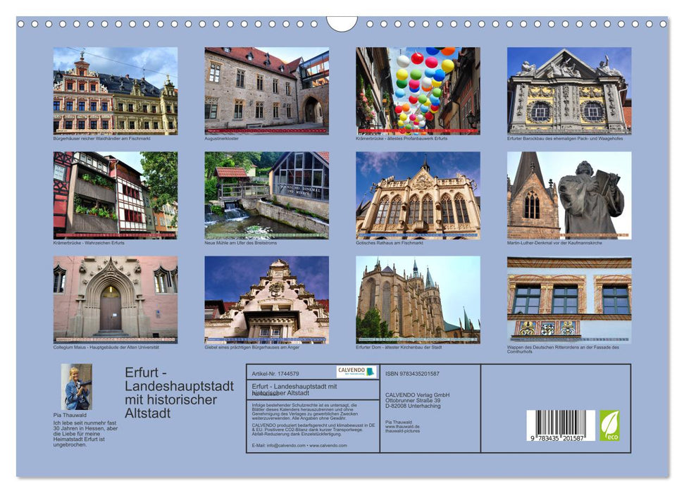 Erfurt - Landeshauptstadt mit historischer Altstadt (CALVENDO Wandkalender 2025)