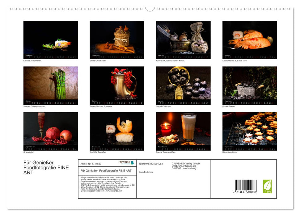 Für Genießer, Foodfotografie FINE ART (CALVENDO Premium Wandkalender 2025)