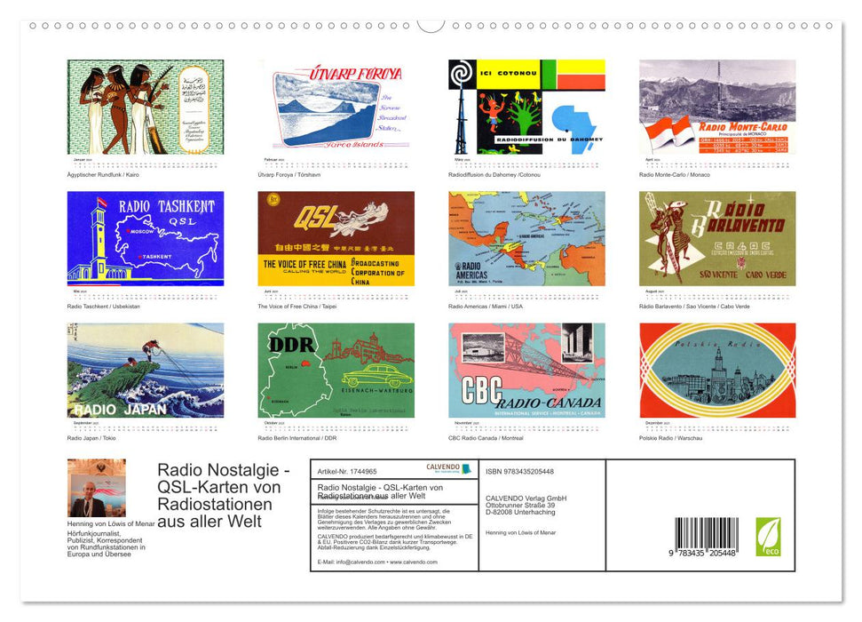 Radio Nostalgie - QSL-Karten von Radiostationen aus aller Welt (CALVENDO Premium Wandkalender 2025)