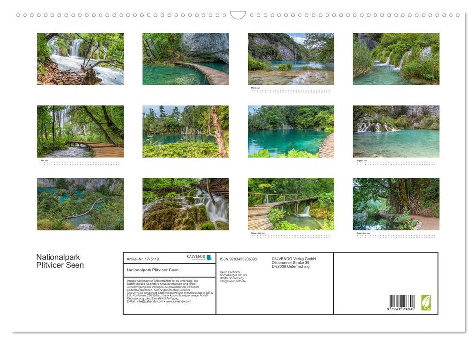 Nationalpark Plitvicer Seen (CALVENDO Wandkalender 2025)