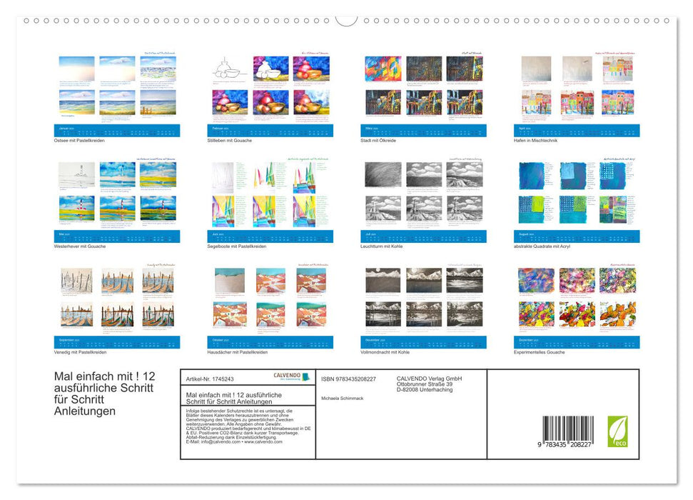 Mal einfach mit ! 12 ausführliche Schritt für Schritt Anleitungen (CALVENDO Premium Wandkalender 2025)