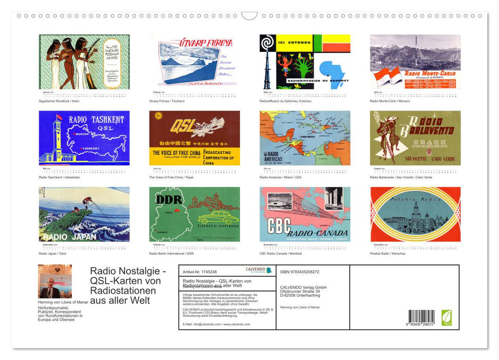 Radio Nostalgie - QSL-Karten von Radiostationen aus aller Welt (CALVENDO Wandkalender 2025)