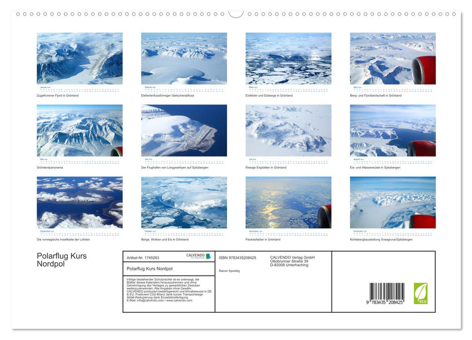 Polarflug Kurs Nordpol (CALVENDO Premium Wandkalender 2025)