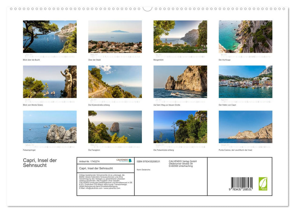 Capri, Insel der Sehnsucht (CALVENDO Premium Wandkalender 2025)