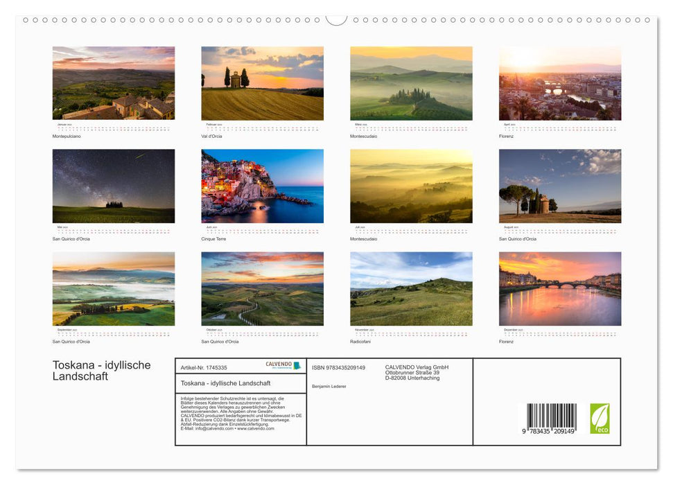 Toskana - idyllische Landschaft (CALVENDO Premium Wandkalender 2025)