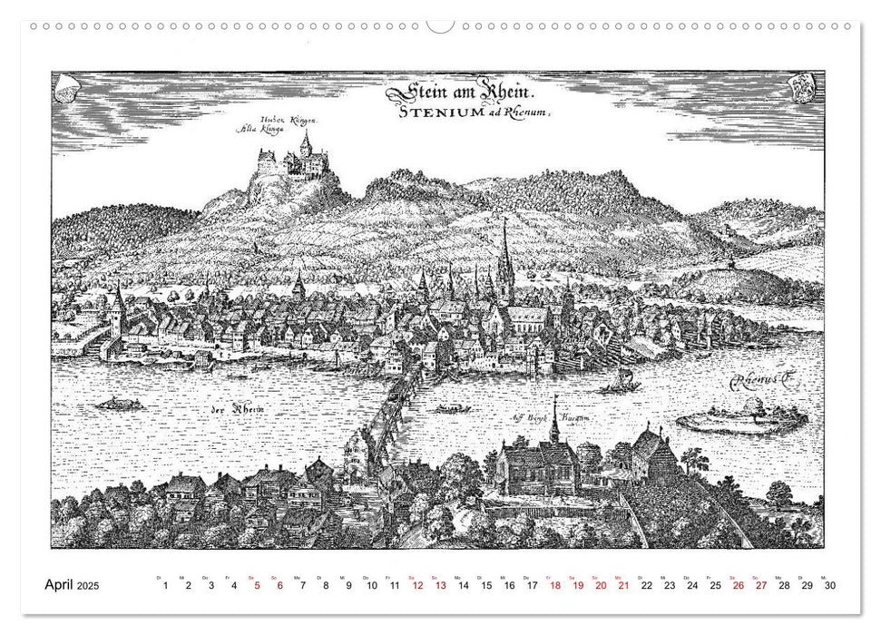 Matthäus Merian - Bodensee mit Hochrhein bis Schaffhausen (CALVENDO Premium Wandkalender 2025)