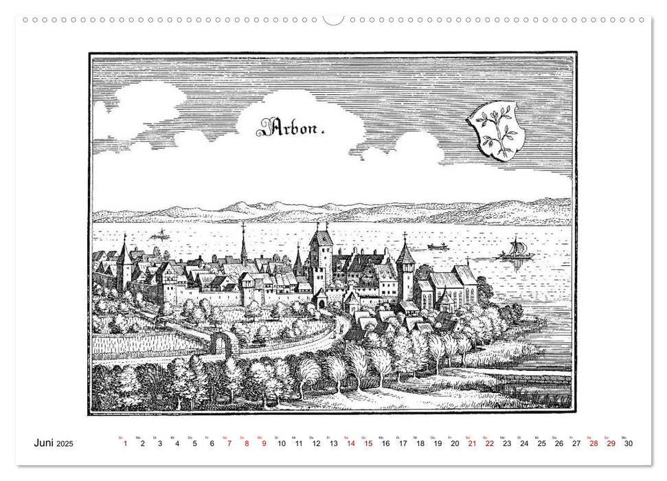 Matthäus Merian - Bodensee mit Hochrhein bis Schaffhausen (CALVENDO Premium Wandkalender 2025)