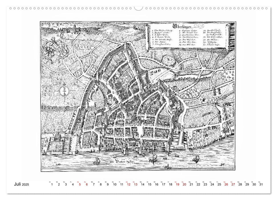 Matthäus Merian - Bodensee mit Hochrhein bis Schaffhausen (CALVENDO Premium Wandkalender 2025)