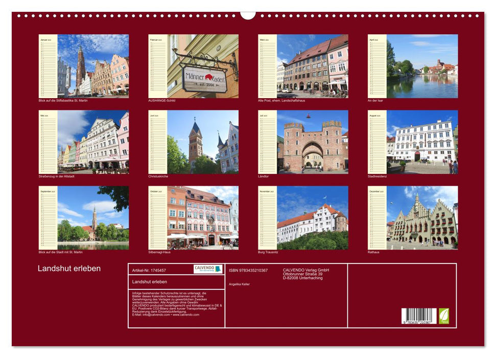 Landshut erleben (CALVENDO Wandkalender 2025)