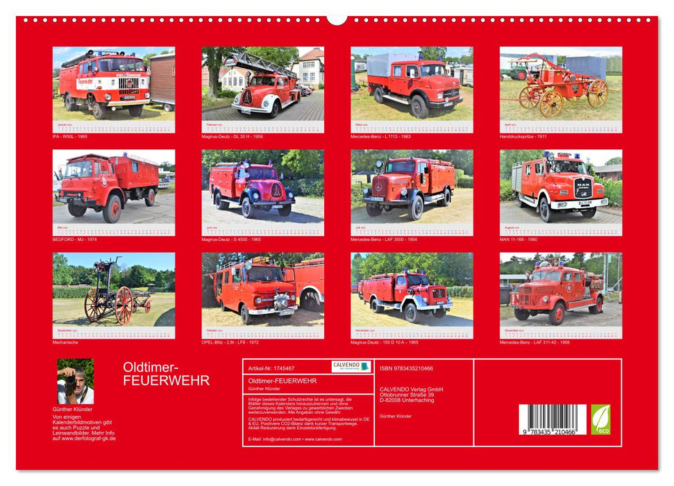 Oldtimer-FEUERWEHR (CALVENDO Premium Wandkalender 2025)