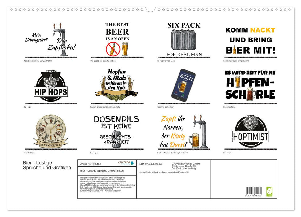 Bier - Lustige Sprüche und Grafiken (CALVENDO Wandkalender 2025)