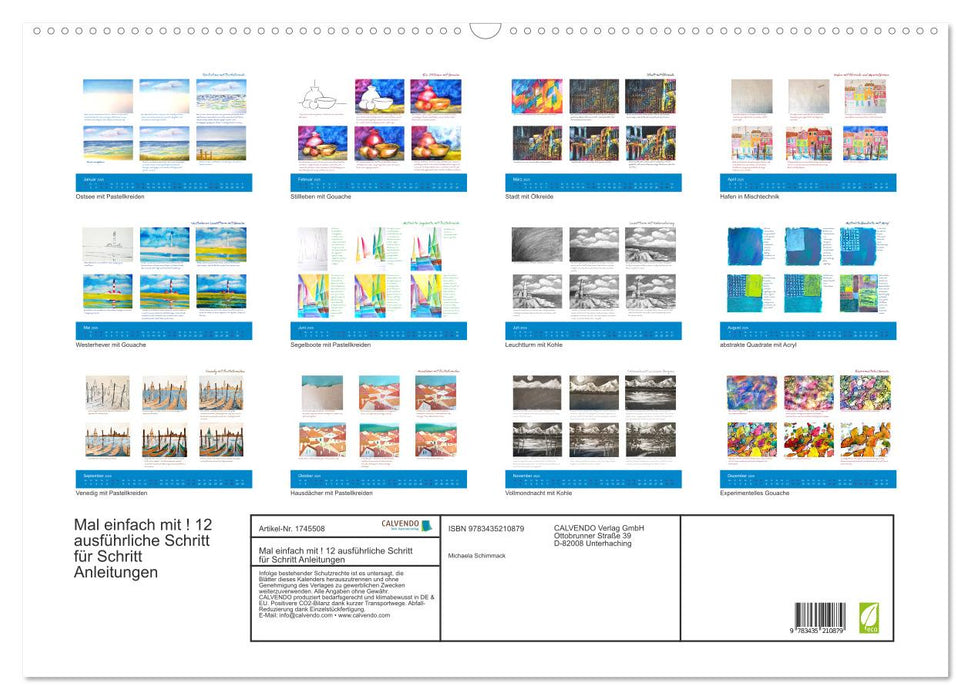 Mal einfach mit ! 12 ausführliche Schritt für Schritt Anleitungen (CALVENDO Wandkalender 2025)