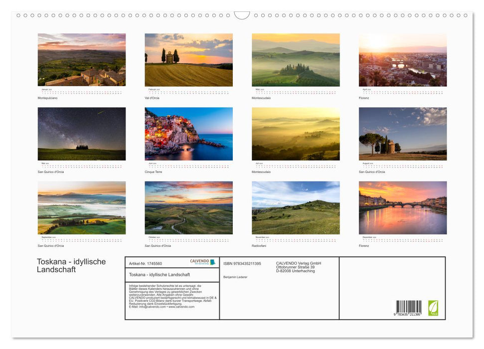 Toskana - idyllische Landschaft (CALVENDO Wandkalender 2025)