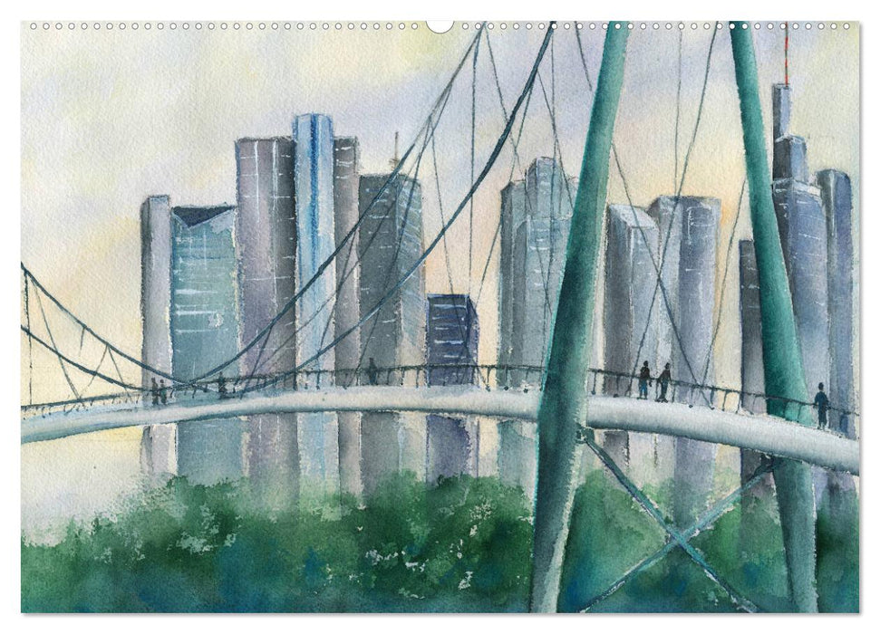 Frankfurt in Aquarell (CALVENDO Wandkalender 2025)