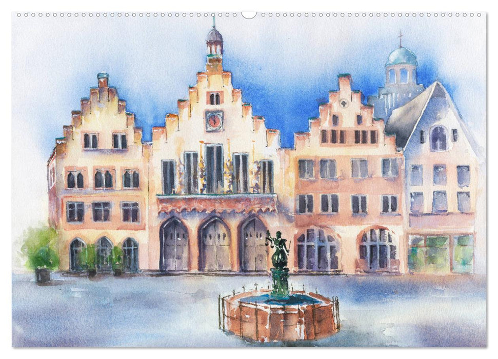 Frankfurt in Aquarell (CALVENDO Wandkalender 2025)