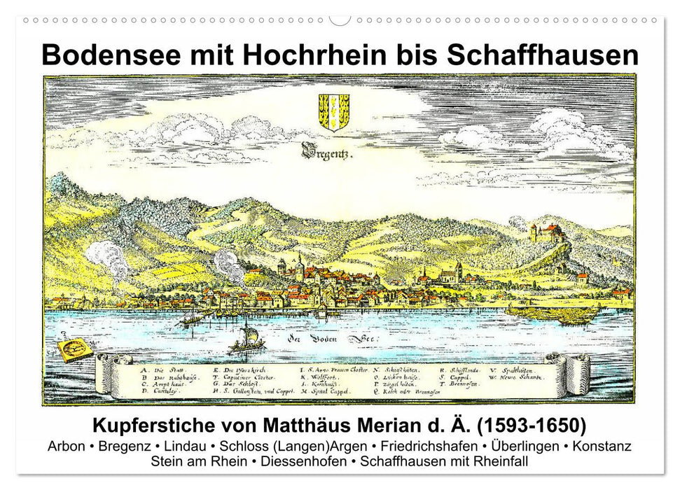 Matthäus Merian - Bodensee mit Hochrhein bis Schaffhausen (CALVENDO Wandkalender 2025)