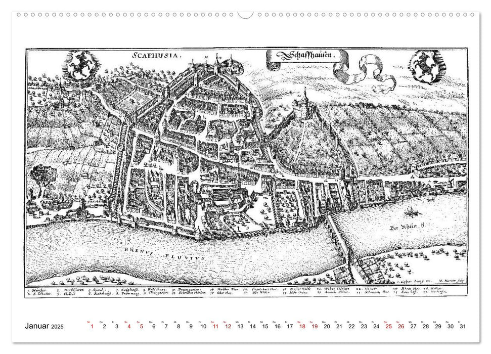 Matthäus Merian - Bodensee mit Hochrhein bis Schaffhausen (CALVENDO Wandkalender 2025)