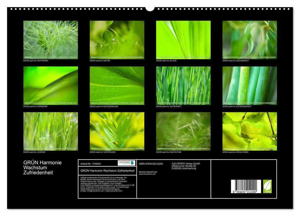 GRÜN Harmonie Wachstum Zufriedenheit (CALVENDO Premium Wandkalender 2025)