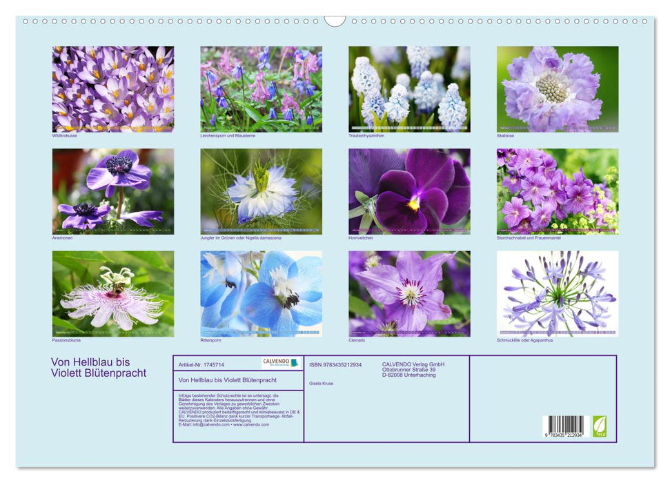 Von Hellblau bis Violett Blütenpracht (CALVENDO Wandkalender 2025)