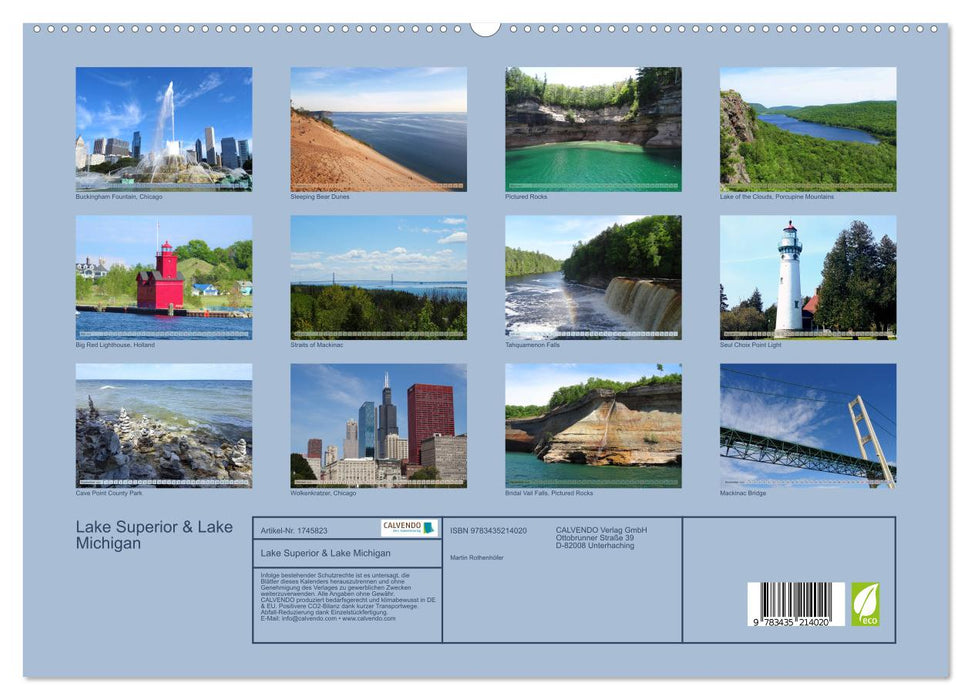 Lake Superior & Lake Michigan (CALVENDO Premium Wandkalender 2025)