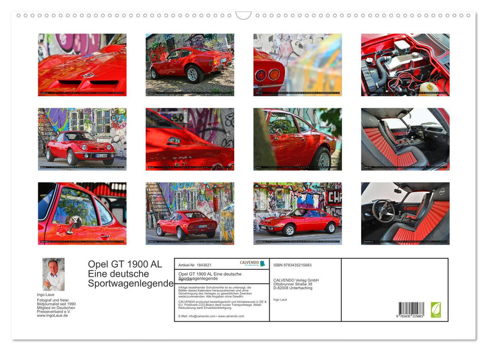 Opel GT 1900 AL Eine deutsche Sportwagenlegende (CALVENDO Wandkalender 2025)