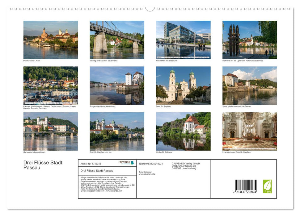 Drei Flüsse Stadt Passau (CALVENDO Premium Wandkalender 2025)