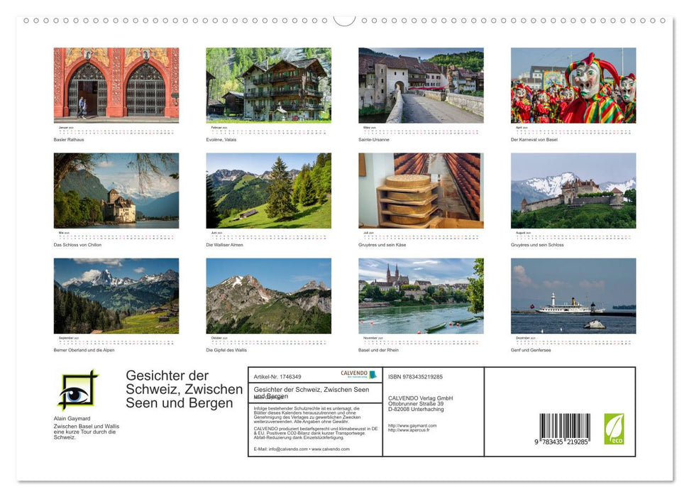 Gesichter der Schweiz, Zwischen Seen und Bergen (CALVENDO Premium Wandkalender 2025)