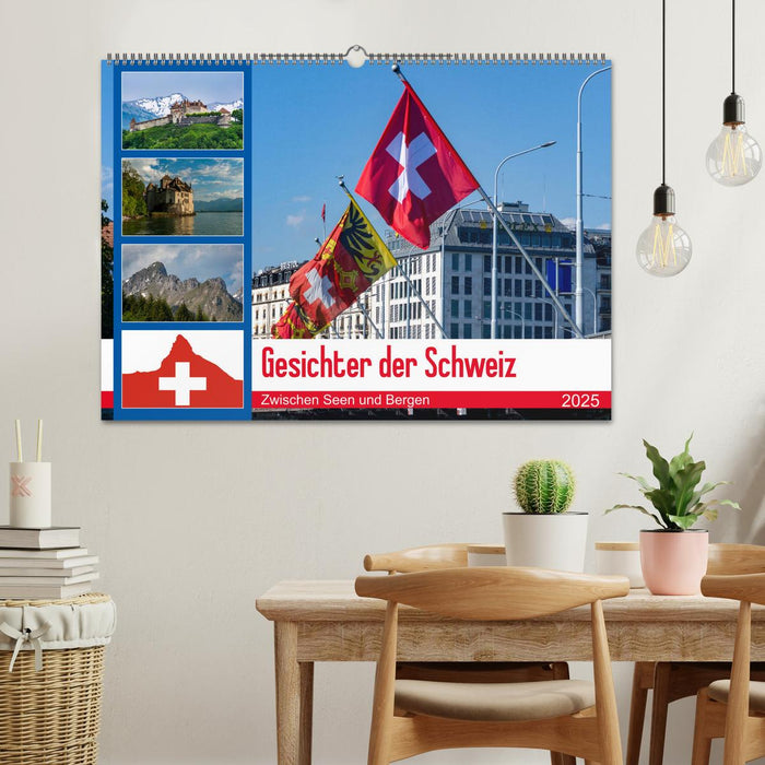 Gesichter der Schweiz, Zwischen Seen und Bergen (CALVENDO Wandkalender 2025)